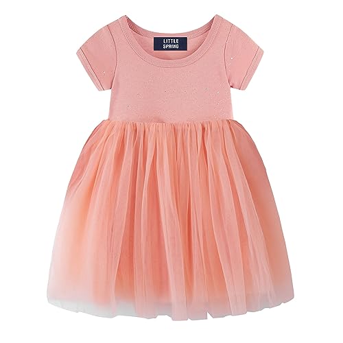 LittleSpring Summer Tutu Dress for Toddler Girls Tulle Solid Dresses Green 2T