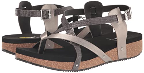 VOLATILE Women's Engie Multi Strap Thong Sandal, Charcoal, 6M