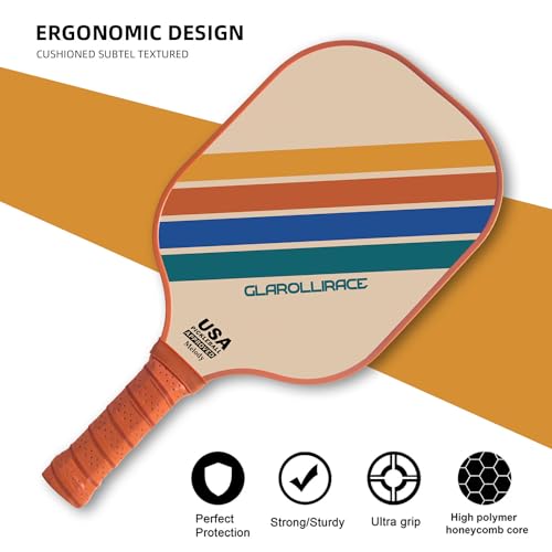 Pickleball Paddle Set of 2 Fiberglass Rackets,USAPA Approved Pickleball Set of 2 Pickle Ball Paddles,Fiberglass Surface & PP Honeycomb Core,Breathable Handle,4 Indoor & Outdoor Balls,1 Pickleball Bag