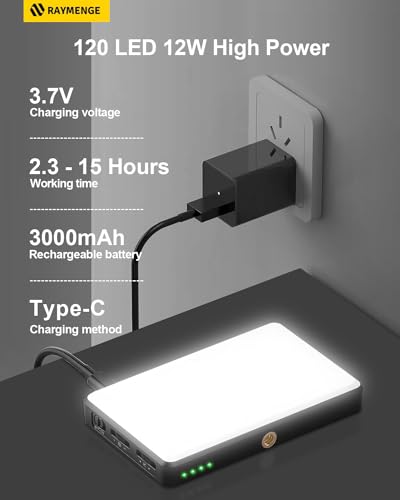 RAYMENGE 120 LED Selfie Light for Phone with Front & Back Clip, 3 Light Mode CRI 95+ 2500K-9000K Infinitely Dimmable Light, 3000mAh High Power Rechargeable Clip On Light for Selfie, Tiktok, Vlog