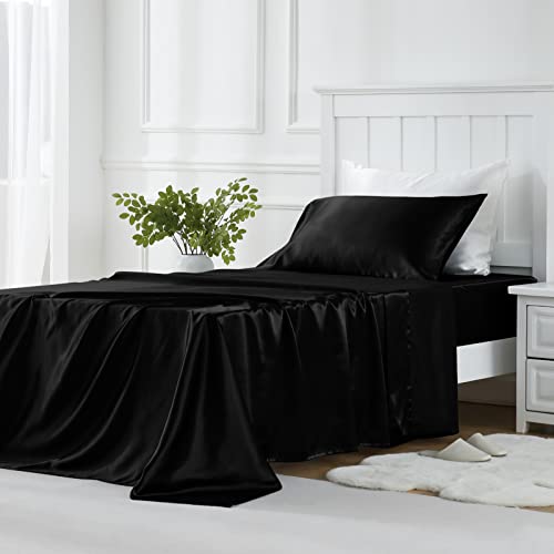 GOLAL Satin Sheets California King Size - 4 Pieces Luxury Silky Soft Bed Sheets, Wrinkle-Free Sage Green Satin Silk Sheet Set with 1 Deep Pocket Fitted Sheet, 1 Flat Sheet, 2 Pillow Cases