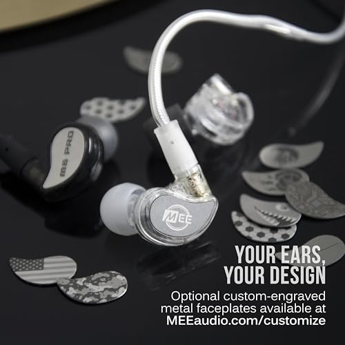MEE audio M6 PRO In Ear Monitor Headphones for Musicians, 2nd Gen Model With Upgraded Sound, Memory Wire Earhooks & Replaceable Cables, Noise Isolating Professional Earbuds, 2 Cords Included (Black)