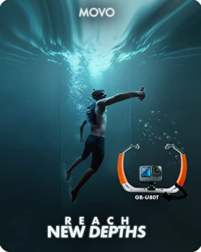 Movo GB-U80T Underwater Diving Rig with Cold Shoe Mounts, Strap - Compatible with GoPro Hero, HERO6, HERO7, HERO8, HERO9, HERO10, HERO11, Osmo Action - Scuba GoPro Accessory (XL/Tangerine)