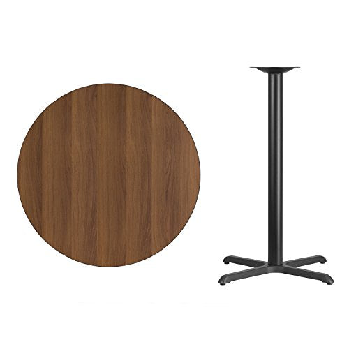 Flash Furniture 36'' Round Walnut Laminate Table Top with 30'' x 30'' Bar Height Table Base