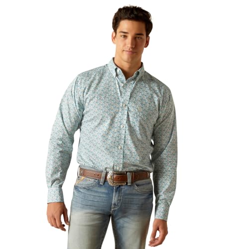 Ariat Men's Wrinkle Free Kellen Fitted Shirt, Blue, X-Small