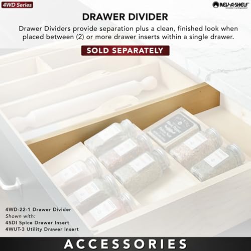 Rev-A-Shelf 16" 3 Tiered Seasoning Organizer, Trim-to-Fit Wooden Kitchen Draw and Cabinet Home Storage Insert, Pull Out Spice Rack, Maple, 4SDI-18