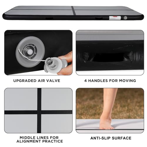 KIKILIVE Inflatable Air Gymnastics Tumbling Mat 10ft, Air Tumble Track Mat 4 inches Thickness with Electric Air Pump for Home Use/Training/Cheerleading/Yoga/Water/Beach/Park