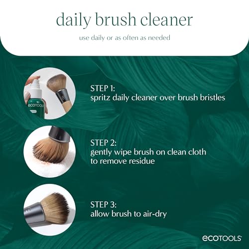 EcoTools Daily Makeup Brush Cleanser Spray, Quick Drying, Fragrance Free & Dermatologist Tested, Travel Size, TSA Approved, Cruelty-Free & Vegan 3 fl oz./89 ml. Bottle