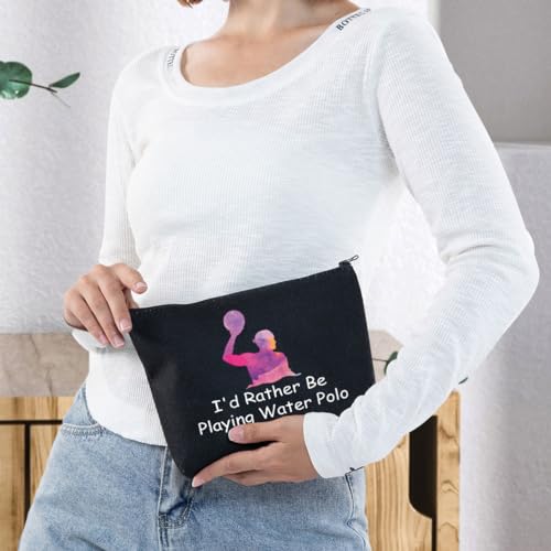 G2TUP Water Polo Player Coach Gifts Water Polo Cosmetic Bag I'd Rather Be Playing Water Polo Player Fan Team Gift (Water Polo black)