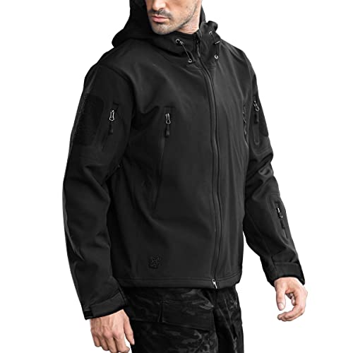 FREE SOLDIER Men's Outdoor Waterproof Soft Shell Hooded Military Tactical Jacket (GrayDigitalCamo/3XL)