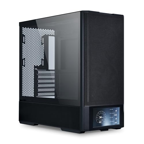 Lian Li LANCOOL 207 Digital ATX Computer Case w/Integrated LCD Screen, Mesh-Centric Panels Mid-Tower PC Case w/ 2 x 140x40x30mm PWM Fans, 2 x 140mm Fans Pre-Installed, Side or Rear-Mount PSU