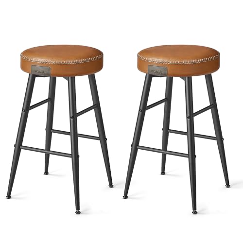 VASAGLE EKHO Collection - Bar Stools Set of 2, Counter Height Bar Stools, Kitchen Counter Stools, Mid-Century Modern Backless Counter Stools, 24.8-Inch Tall, Kitchen Island Home Bar, Caramel Brown