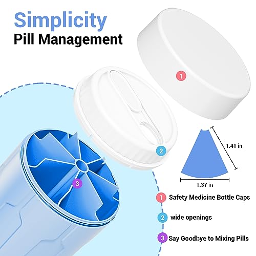 Extra Large Supplement Organizer,Betife Daily Weekly Pill Organizer Bottle, Pill Dispenser with 7 Large Compartments, Organizer to Hold Monthly Vitamin or Medication,Includes 21 Pcs Labels (Blue)