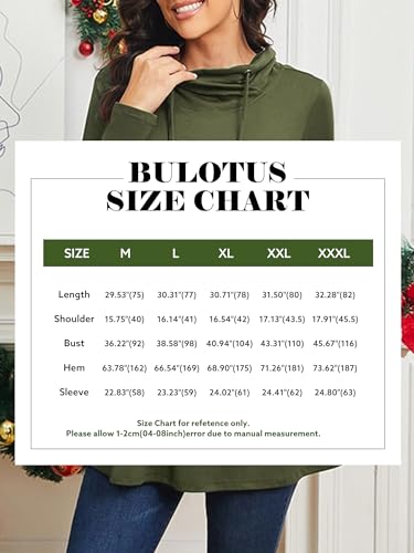 Bulotus Cowl Neck Sweaters for Women, Long Tunic Sweater to Wear with Leggings Winter Tunic Tops for Women Loose Fit Dressy Ladies Flared Sweaters for Work, Multicolors, M
