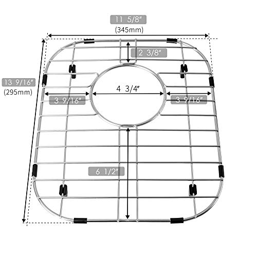 MONSINTA Kitchen Sink Grid and Sink Protectors for Kitchen Sink, Stainless Steel Sink Grids for Bottom of Kitchen Sink, 17 3/4" x 13 11/16" with Rear Drain for Single Sink Bowl, Sink bottom grid