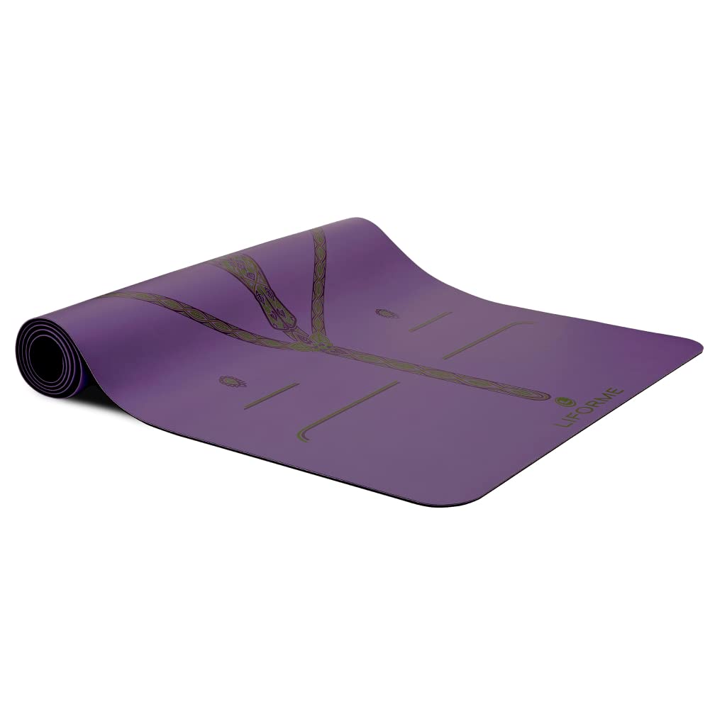 Liforme Printed Yoga Mat Collection - Free Yoga Bag, Patented Alignment System, Warrior-like Grip, Non-Slip, Eco-friendly, Biodegradable, Sweat-resistant, Long, Wide and Thick for Comfort