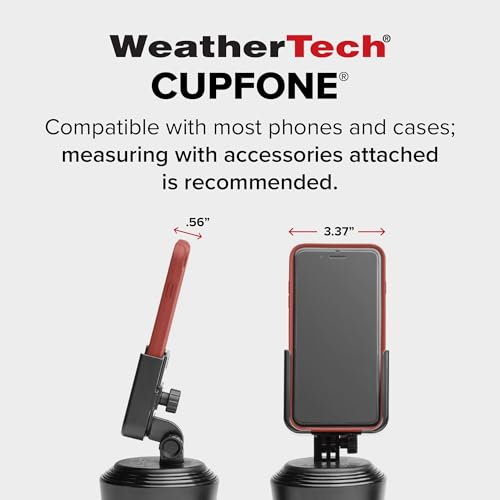 WeatherTech CupFone, Universal Cup Holder Phone Mount for Cars – Adjustable & Secure Fit with Open Access for Charging – Compatible with iPhone, Android - Metal Knobs, Black