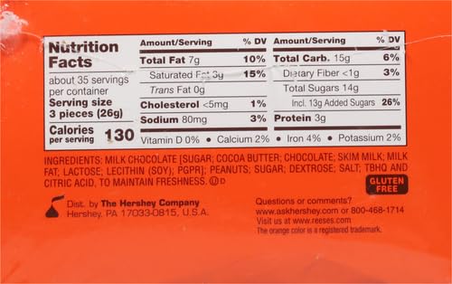 REESE'S Miniatures Milk Chocolate Peanut Butter Cups, Candy Packs, 0.31 oz (105 Pieces)