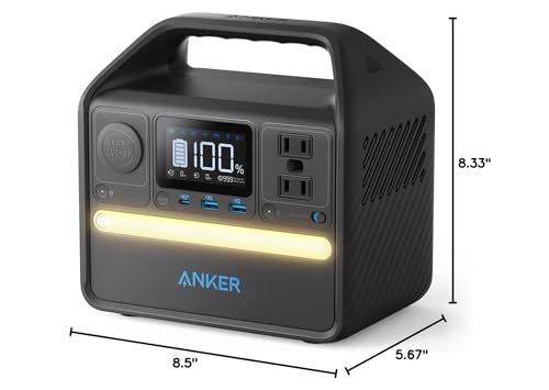 Anker 521 Portable Power Station Upgraded with LiFePO4 Battery, 256Wh 6-Port PowerHouse, 300W (Peak 600W) Solar Generator (Solar Panel Optional), 2 AC Outlets, 60W USB-C PD Output, Outdoor Generator