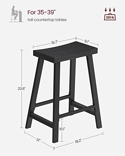 VASAGLE Bar Stools, Set of 2 Bar Chairs, Kitchen Breakfast Bar Stools with Footrest, 23.6 Inches High, Industrial in Living Room, Party Room, Rustic Brown and Black ULBC074B01