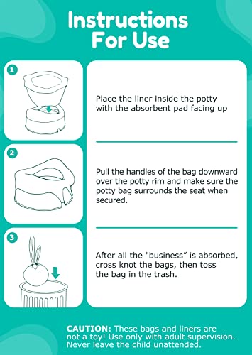 Newnice 30 Packs Disposable Liners with 200ML Absorbent Pads, Portable Travel Bags Compatible with OXO Tot 2-in-1 Go Potty, Training Liners Fit Most Chairs for Kids, Toddlers