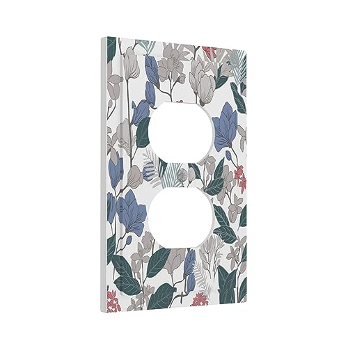 Boho Wild Flowers Farm Floral 4 Gang Rocker Decora Light Switch Cover Decorative Outlet Covers Wall Plate Electrical Faceplate Switchplate GFCI for Bathroom Home Living Room Decor