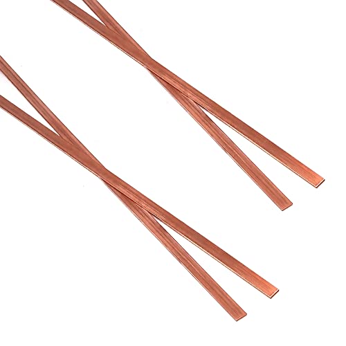 4PCS C110 Copper Flat Bar, 0.06" Thickness x 0.4" Width x 15.7" Length Copper Flat Bar Stock, 1.5mm x 10mm x 400mm Suitable for DIY Battery Connection, etc.