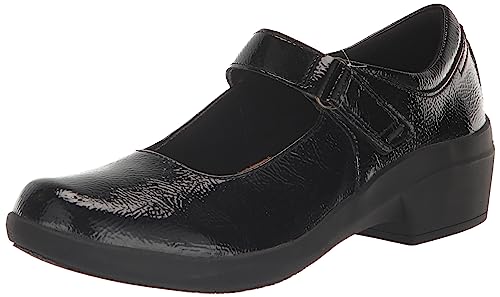 Clarks Women's Talene Ave Loafer, Black Crinkle Patent Synthetic, 8.5