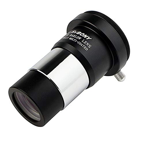 SVBONY Barlow Lens 2X, 1.25 inch Barlow Lens with Multi Coated Broadband Green Film, Telescope Accessories with M42 Thread for Telescope Eyepiece