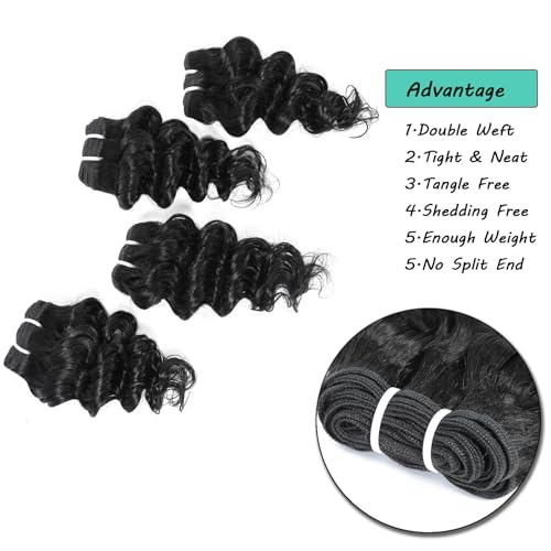 JTdebade Deep Wave Human Hair bundles 14 Inch 12A Grade Brazilian Human Hair 100% Virgin Weave Bundles Human Hair for Black Women (14 Inch Deep*4+16 Inch Closure *1)