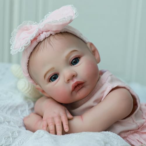 KSBD Realistic Reborn Dolls Girl - 18 Inch Lifelike Newborn Eyes Open Doll Real Life with Soft Weighted Body, Advanced Painted Gift Set for Kids Age 3+…