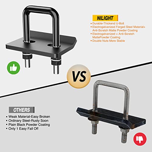 Nilight Trailer Hitch Tightener for 2 inch Trailer Hitches Anti Rattle Heavy Duty Steel with Rubber Anti-Rust Triple Protective Matte Black