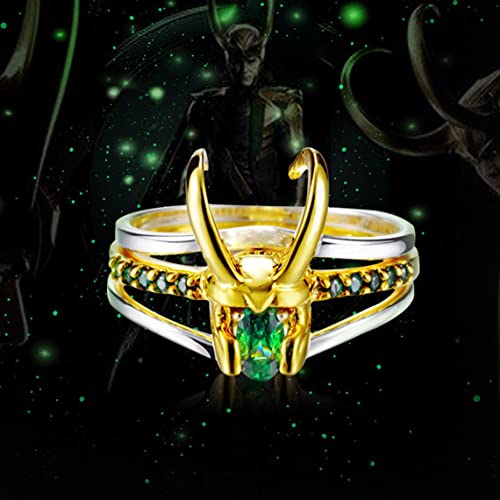 WKXZMTR Loki Ring Superhero Helmet Ring for Unisex Jewelry Marvel Gifts Halloween Cosplay Jewelry Gifts Loki Loves Gifts (Loki 10)
