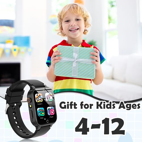 Luyiilo Kids Games Watch, with 26 Puzzle Games, Touch Screen, HD Camera, Alarm Clock, Toys for Ages 4-12 Years Old.Birthday Gift for Boys Girls (Black)