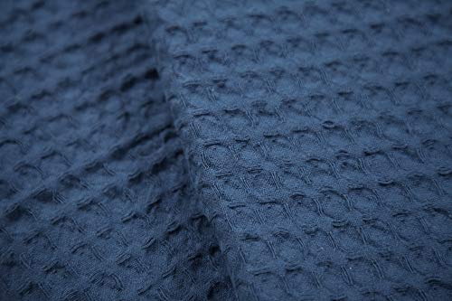 HILLFAIR 100% Combed Cotton Blanket– Twin Size Bed Blankets– Warm Soft All Season Breathable Lightweight Summer Blankets– Waffle Weave Home Decor Bed Blanket- Navy Twin Bed Cotton Blankets/Bedcovers
