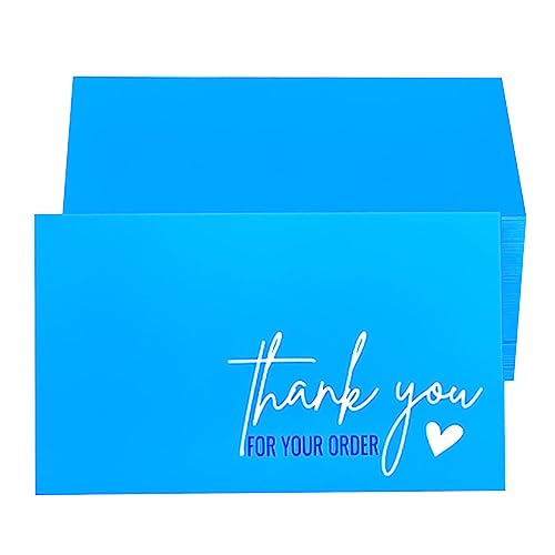 RXBC2011 Thank you for your order card Thank you cards Package Insert for online business Pack of 100 Blue