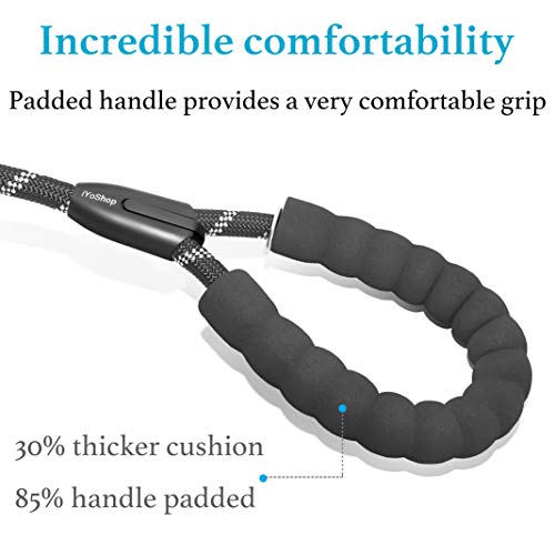 iYoShop Dual Dog Leash, 360 Swivel No Tangle Walking Leash, Shock Absorbing Bungee for Two Dogs, Black, Medium (8-35 lbs)