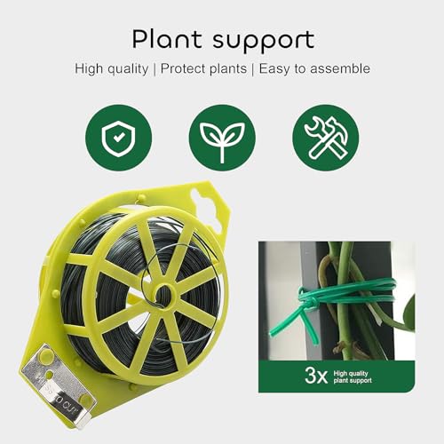 GROWNEER 3 Packs Tomato Cages for Garden, 51 Inches Tomato Trellis Plant Stakes Support, Tomatoes Plant Cage with 9Pcs Clips and 328Ft Twist Tie, for Vegetable Flowers Fruits Vertical Climbing Plants