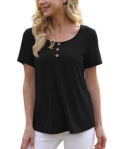 Feiersi Women's Long Sleeve Tops Casual Soft Comfy Blouse Loose Buttons Up T Shirts(Wine Red,Small)