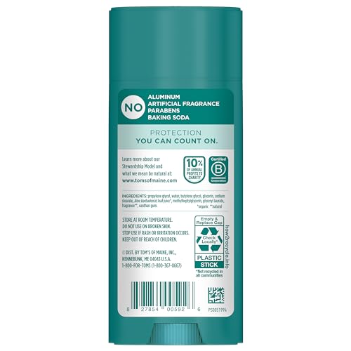 Tom’s of Maine Clean Coast Natural Deodorant for Men and Women, Aluminum Free, 3.25 oz (Pack of 2)