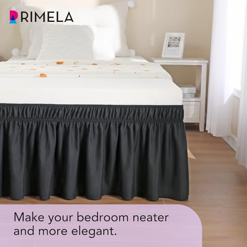 RIMELA Dorm Bed Skirt Twin XL 18 Inch Drop, Extra Long Wrap Around Elastic Bed Skirts Easy to Put On Twin Size Dust Ruffle, Gray Bedskirt for Adjustable Bed Base Solid Silky Fabric Machine Washable