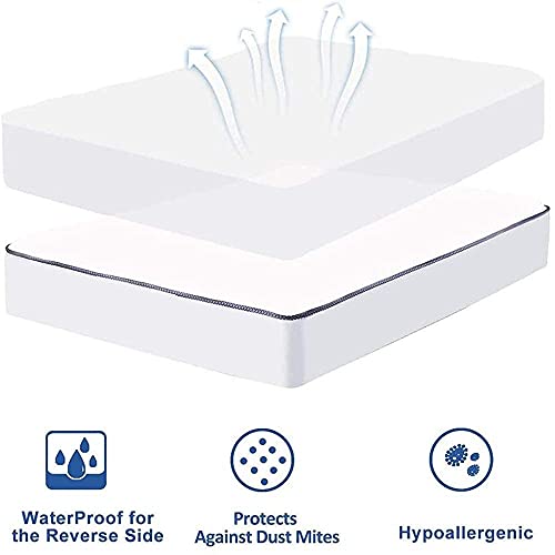 WhatsBedding Waterproof Mattress Pad Twin XL Size Cotton Top Down Alternative Filling Pillowtop Mattress Topper Cover-Fitted Quilted (Twin XL Mattress Pad)