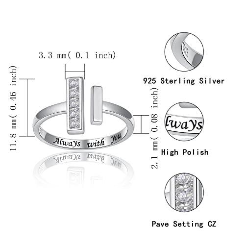Sterling Silver Thick and Thin Ring: Mother Daughter Sister Friend Through Thick and Thin Ring Always with You Christmas Jewelry Gifts for Wife Girlfriend (Size 6-7)