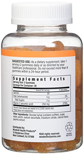 NutritionWorks Vitamin C 250 mg Gummies, Supports Immune Health, Packed with Potent Antioxidants, 60 Gummies