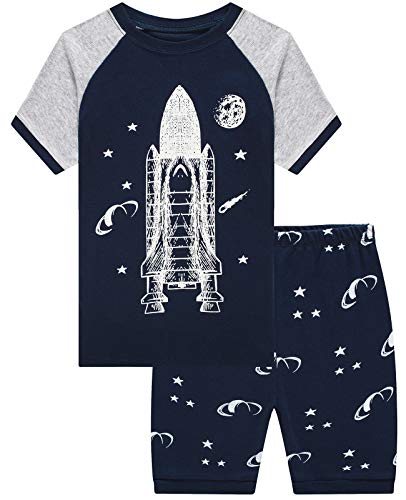 Dolphin&Fish Boys Pajamas 100% Cotton Space Summer Short Set Toddler Clothes Kids Pjs Sleepwear Size 14 Red