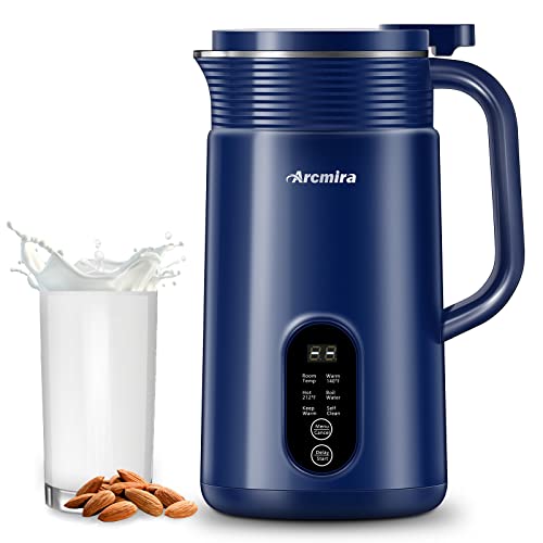 Arcmira Nut Milk Maker, 20 oz(600ml) Homemade Soy, Almond, Oat, Plant-Based Milk and Non-Dairy Beverages, Almond Milk Maker with Delay Start/Keep Warm/Boil Water, Soy Milk Maker with Nut Milk Bag