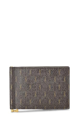 Yves Saint Laurent, Pre-Loved Brown Coated Canvas Le Monogramme Bill Clip Wallet, Brown