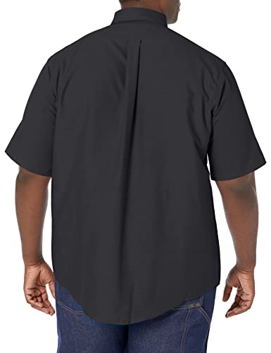 Red Kap Men's Standard Poplin Dress Shirt, Stain and Wrinkle Resistant, Short Sleeve, Black, Medium
