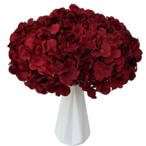 Mandy's 10pcs Teal Flowers Hydrangea Heads Silk Flowers with Stems for Home Kitchen Wedding Decorations (vase not Included)