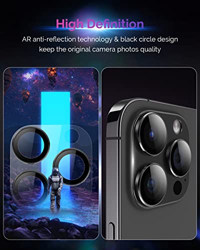 Actgan Design for iPhone 15 Pro/iPhone 15 Pro Max Camera Lens Protector, [Full Coverage] [HD Night Shooting] 9H Tempered Glass Clear Acrylic Screen Camera Cover for iPhone 15 Pro Max Black